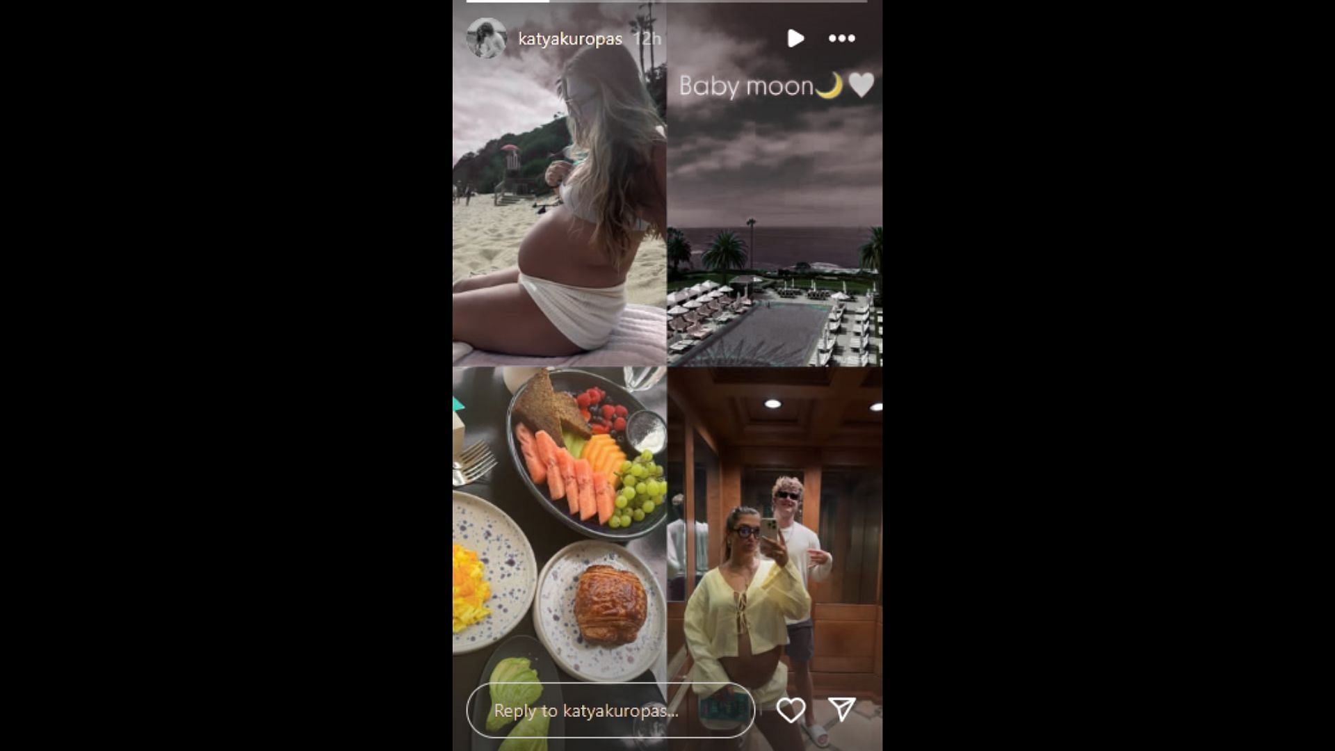 Katya Kuropas shared a glimpse of their babymoon. (Photo via Katya Kuopas' Instagram Story)